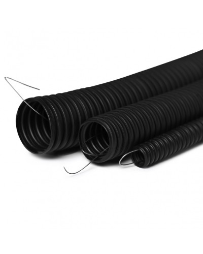 Труба гофрированная с зондом 25 мм.из ПНД, трудногорючая, безгалогенная FRHFгибкая со стальной протяжкой (черный) ПожТехКабель 713-003 в Москве Труба гофрированная Pintop.ru