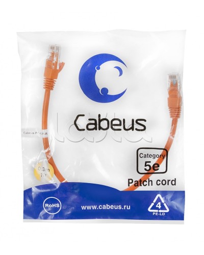 Патч-корд медный U/UTP кат.5е (0,3м) LSZH (оранжевый) Cabeus (PC-UTP-RJ45-Cat.5e-0.3m-OR-LSZH) в Москве Патчкорды (медные) Pintop.ru