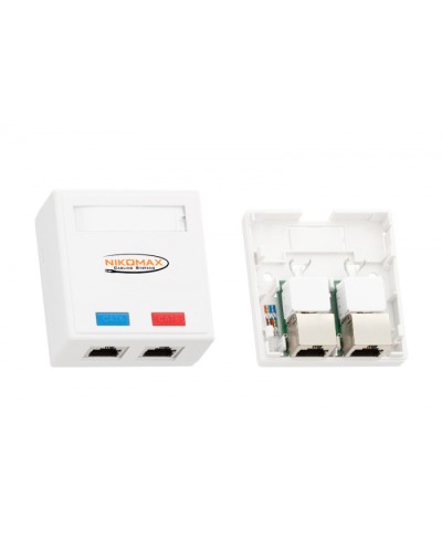 Розетка RJ45 2 порта, кат.5e белая NIKOMAX (NMC-WO2SD2-FT-ST-WT) в Москве Розетки компьютерные и телефонные Pintop.ru