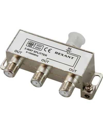 Делитель антенный, (3 TV), 5-1000 МГц REXANT 06-0041-C в Москве Системы видеонаблюдения Pintop.ru