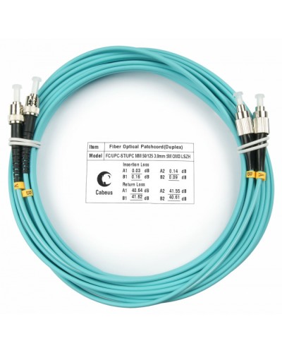 Шнур оптический duplex FC-ST 50/125 mm OM3 5м LSZH Cabeus FOP-50-FC-ST-5m в Москве Патч-корды и пигтейлы Pintop.ru