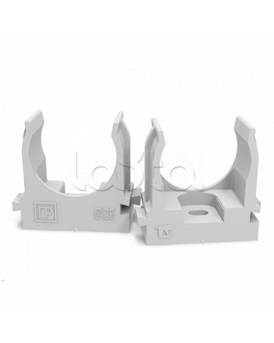 Крепеж-клипса для труб атмосферостойкая для монтажного пистолета серая в п/э d25 мм (100шт/700шт уп/кор) Промрукав (PR13.0403) в Москве Держатели, клипсы, скобы Pintop.ru