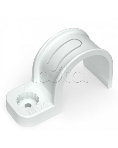 Крепеж-скоба пластиковая односторонняя для прямого монтажа белая в п/э д32 Промрукав (PR13.0379) в Москве Держатели, клипсы, скобы Pintop.ru