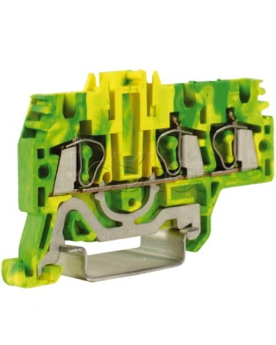 Зажим для заземления, 1 ввод/2 вывода, 2,5 кв.мм желто-зеленый DKC ZHT510 в Москве Держатели, клипсы, скобы Pintop.ru