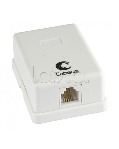 Розетка телефонная RJ-12(6P4C), одинарная, внешняя, белая Cabeus WS-6P4C-TEL-1 в Москве Розетки компьютерные и телефонные Pintop.ru