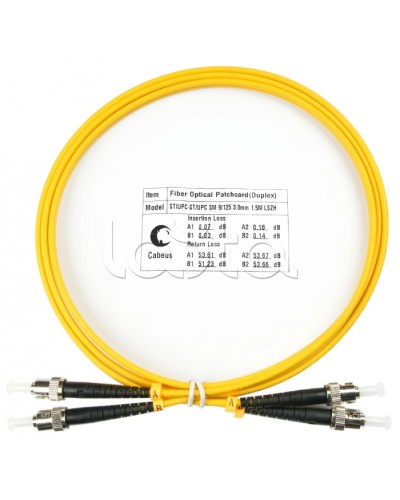 Шнур оптический duplex ST-ST 9/125 sm 1,5м LSZH Cabeus FOP(d)-9-ST-ST-1,5m в Москве Патч-корды оптические Pintop.ru