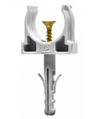 Крепеж-клипса с дюбелем и саморезом серая д20 в малой упаковке (10шт/900шт уп/кор) Промрукав (PR13.0308) в Москве Крепеж: Дюбели, шурупы, саморезы Pintop.ru