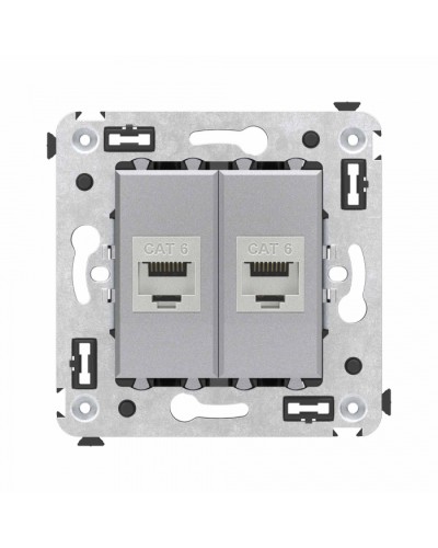 Компьютерная розетка RJ-45 в стену, кат.6 двойная экранированная, Avanti, Закаленная сталь DKC (4404794) в Москве Розетки компьютерные и телефонные Pintop.ru