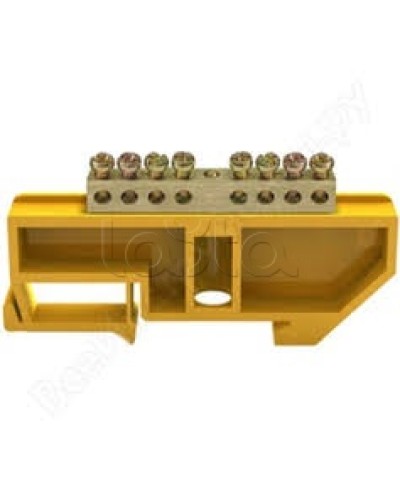 Шина PE земля на DIN-изоляторах ШНИ-6х9-8-Д-Ж IEK YNN10-69-8D-K05 в Москве Клеммные колодки Pintop.ru