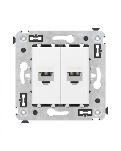 Компьютерная розетка RJ-45 без шторки в стену, кат.5е двойная, Avanti, Белое облако DKC 4400664 в Москве Розетки компьютерные и телефонные Pintop.ru