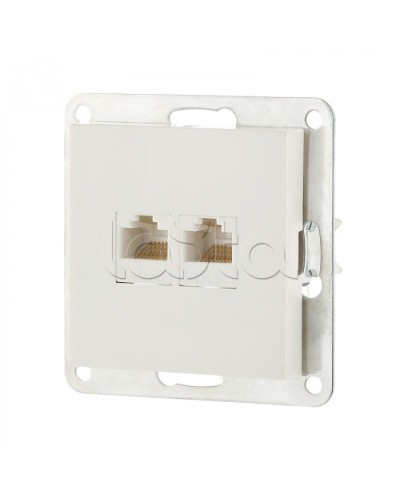 Розетка компьютерная двойная 2хRJ-45 кат.5е с накладкой (белый) LK80 Экопласт (846204-1) в Москве Розетки компьютерные и телефонные Pintop.ru