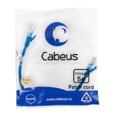 Патч-корд медный U/UTP кат.5е (0,3м) LSZH (синий) Cabeus (PC-UTP-RJ45-Cat.5e-0.3m-BL-LSZH)