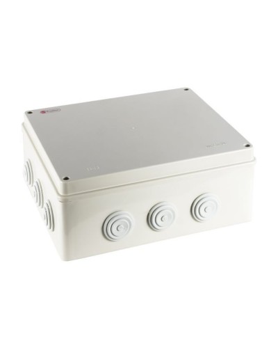 Коробка огн. Е110 о/п, 300х250х120,12 вых.,IP65, 4Р серый Экопласт (43080HF-GR) в Москве Распределительные коробки Pintop.ru