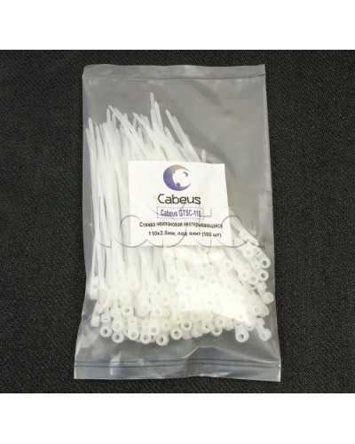 Стяжка нейлоновая неоткрывающаяся, безгалогенная (halogen free), 110x2.5мм, под винт (100 шт) Cabeus GTSC-110 в Москве Стяжки-хомуты Pintop.ru