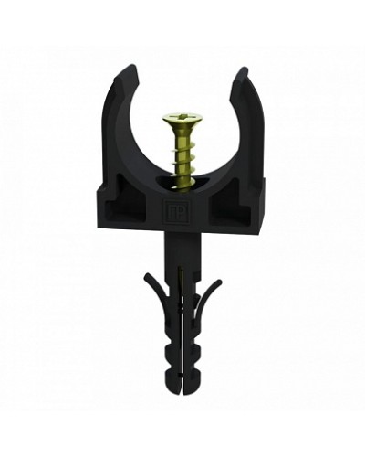 Крепеж-клипса с дюбелем и саморезом черная д20 (100шт/1200шт уп/кор) Промрукав (PR13.0220) в Москве Держатели, клипсы, скобы Pintop.ru