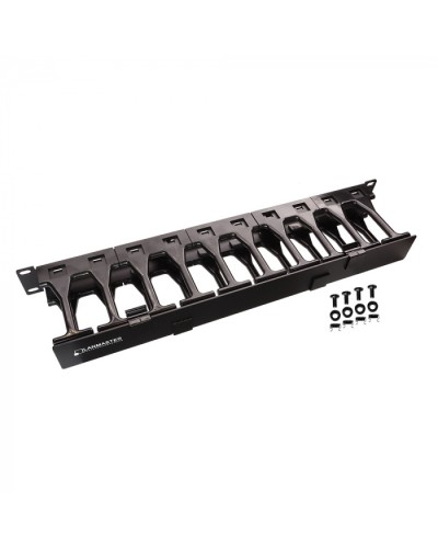 Кабельный органайзер 19 c пластиковыми пальцами глубиной 106 мм и крышкой, 1U LANMASTER (LAN-ORG-PF/S-1U) в Москве Кабельные органайзеры Pintop.ru