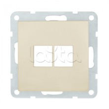 Накладка с суппортом розетки комп. и телеф. на 2 входа (бежевый матовый) БЕЗ механизма LK80 Экопласт (846202-0