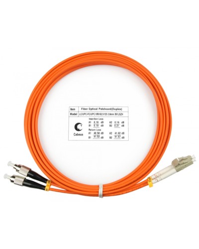 Шнур оптический duplex LC-FC 62,5/125 mm 3м LSZH Cabeus FOP-62-LC-FC-3m в Москве Патч-корды оптические Pintop.ru