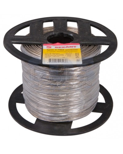 Трос стальной в ПВХ изоляции d2 мм (200) REXANT 09-5320 в Москве Крепежные изделия Pintop.ru