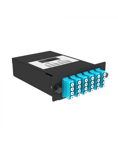 Кассета кроссовая 2 разъема черный Cabeus (FO-OM3-2x12MPO(m)/U-24xLC/U-A-BK) в Москве Кросс оптический Pintop.ru