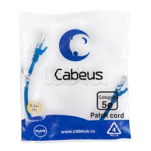 Патч-корд медный U/UTP кат.5е (0,3м) LSZH (синий) Cabeus (PC-UTP-RJ45-Cat.5e-0.3m-BL-LSZH)