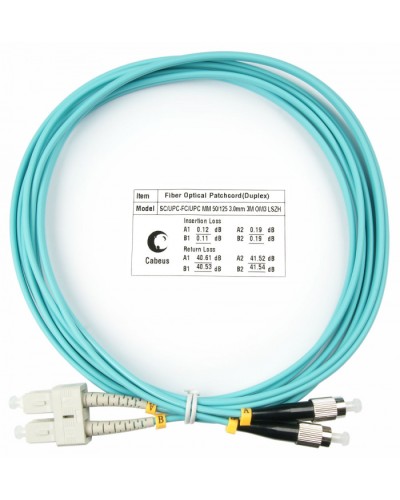Шнур оптический duplex SC-FC 50/125 mm OM3 3м LSZH Cabeus FOP-50-SC-FC-3m в Москве Патч-корды и пигтейлы Pintop.ru