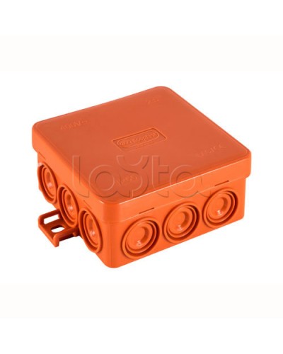 JBL085 Коробка огн. E110, о/п 85х85х38мм, без галогена, 12 вых., IP55, 3P, (1,5-10,0 мм2), цвет оранж. Экопласт (43795HF) в Москве Коробки (ОКЛ) Экопласт Pintop.ru