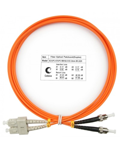 Шнур оптический duplex SC-ST 62,5/125 mm 2м LSZH Cabeus FOP-62-SC-ST-2m в Москве Патч-корды оптические Pintop.ru