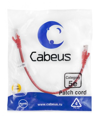 Патч-корд медный U/UTP кат.5е (0,3м) LSZH (красный) Cabeus (PC-UTP-RJ45-Cat.5e-0.3m-RD-LSZH) в Москве Патчкорды (медные) Pintop.ru