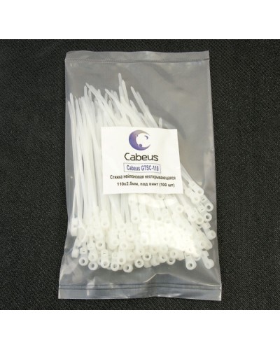 Стяжка нейлоновая неоткрывающаяся, безгалогенная (halogen free), 150x3.6мм, под винт (100 шт) Cabeus GTSC-150 в Москве Стяжки-хомуты Pintop.ru