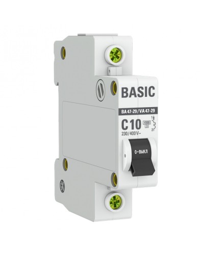 Автоматический выключатель 1P 10А (C) 4,5кА ВА 47-29 EKF Basic (mcb4729-1-10C) в Москве Электротехническое оборудование Pintop.ru