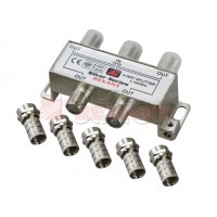Делитель телевизионный ТВx4 + 5 шт. F BOX 5-1000 МГц Silver (10шт/уп) REXANT 05-6103