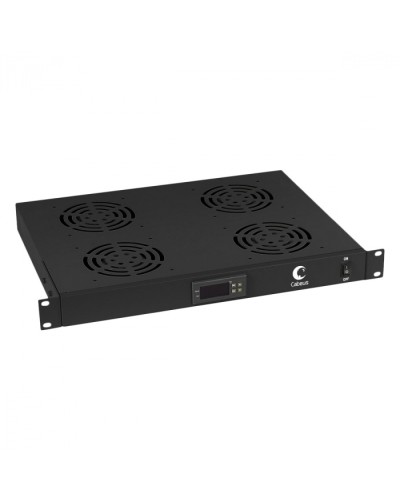 Панель вентиляционная с 4 вентиляторами с цифровым термодатчиком (черный) Cabeus JG03t-BK в Москве Вентиляторные модули Pintop.ru