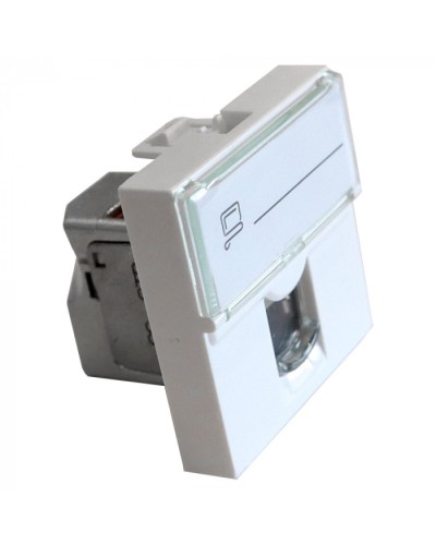Вставка Mosaic 45x45, RJ-45 STP, кат.6, со шторкой и увеличенным окном маркировки, белая LANMASTER LAN-SIP-23S6-WH в Москве Модули Keystone Pintop.ru