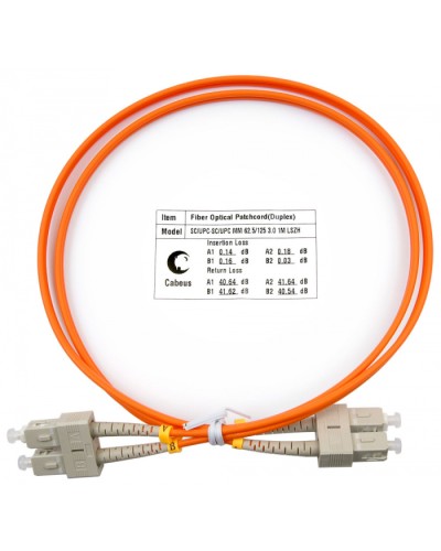 Шнур оптический duplex SC-SC 62,5/125 mm 1м LSZH Cabeus FOP-62-SC-SC-1m в Москве Патч-корды оптические Pintop.ru