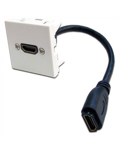 Вставка Mosaic 45x45 с адаптером HDMI с удлинителем, мама-мама, белая LANMASTER (LAN-SIP-23HDMI-WH) в Москве Проходные адаптеры и розетки оптические Pintop.ru