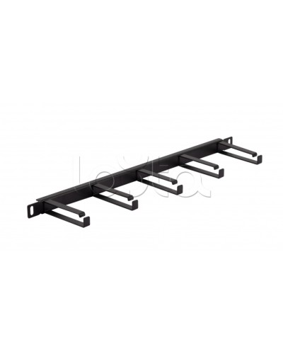 Органайзер горизонтальный 19 0.5U, 5 колец (Черный) Cabeus (JB08-0,5U-BK) в Москве Кабельные органайзеры Pintop.ru