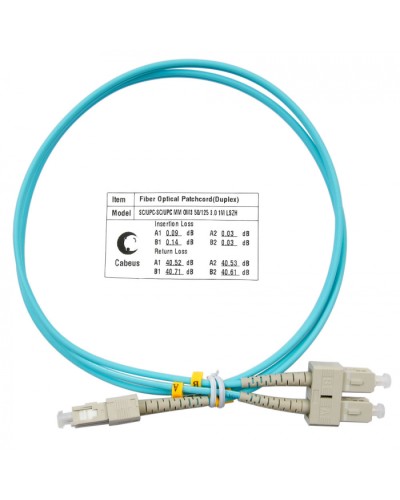 Шнур оптический duplex SC-SC 50/125 MM OM3 1 м LSZH Cabeus FOP-50-SC-SC-1M в Москве Патч-корды оптические Pintop.ru