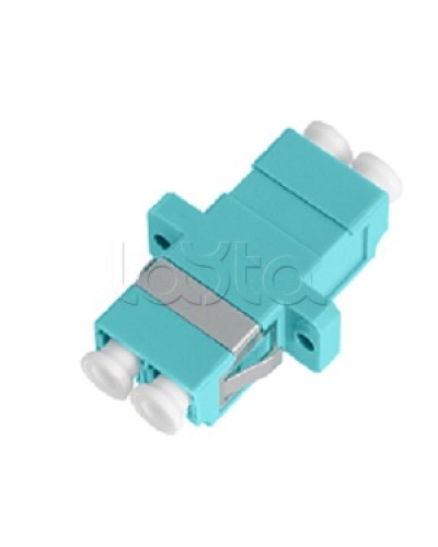 Адаптер NIKOMAX волоконно-оптический, соединительный, многомодовый, стандарта OM3, LC/UPC-LC/UPC, двойной, пластиковый, без шторки, с фланцами, аква, уп-ка 2шт. NIKOMAX (NMF-OA2M3-FN-LCU-LCU-AQ-2) в Москве Проходные адаптеры и розетки оптические Pint
