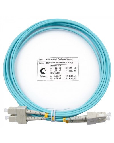 Шнур оптический duplex SC-SC 50/125 mm OM3 3м LSZH Cabeus FOP-50-SC-SC-3m в Москве Патч-корды и пигтейлы Pintop.ru