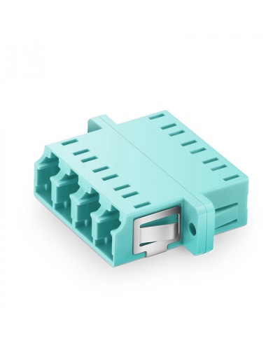 Оптический адаптер OM3, квадро LC, с фланцами, бирюзовый Eurolan (36A-30-4L-02AQ) в Москве Проходные адаптеры и розетки оптические Pintop.ru