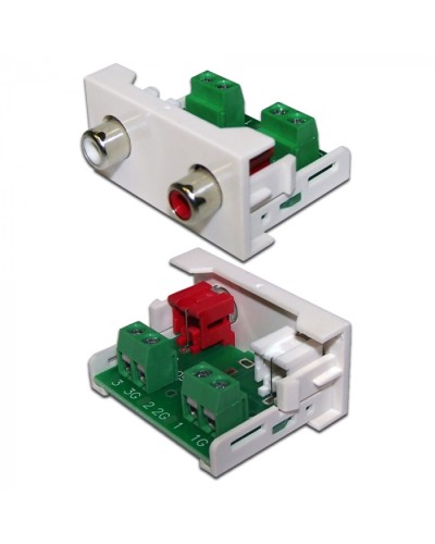 Вставка Mosaic 22.5x45 2xRCA Stereo Audio, белая LANMASTER (LAN-WA-LP-2RCA-WH) в Москве Коннекторы и разъемы Pintop.ru