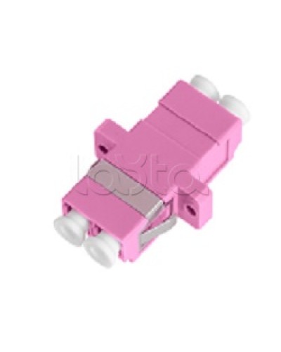 Адаптер NIKOMAX волоконно-оптический, соединительный, многомодовый, стандарта OM4, LC/UPC-LC/UPC, двойной, пластиковый, без шторки, с фланцами, маджента, уп-ка 2шт. NIKOMAX (NMF-OA2M4-FN-LCU-LCU-MG-2) в Москве Проходные адаптеры и розетки оптические 