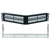 Коммутационная угловая панель 19” наборная, FTP, 2U, 48 портов, черный Eurolan (27A-00-48BL)