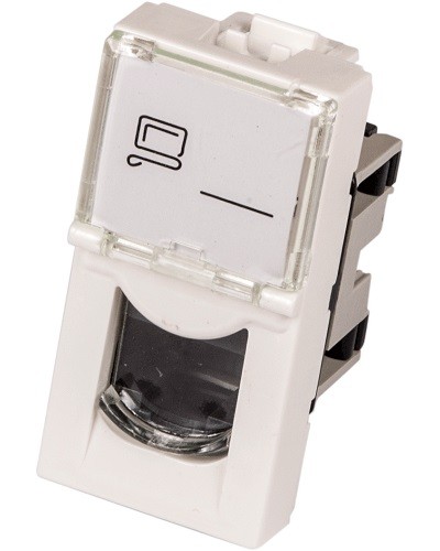 Вставка Mosaic 22.5x45, RJ-45 UTP, белая LANMASTER (LAN-SIP-22U5E-WH) в Москве Коннекторы и разъемы Pintop.ru