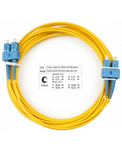 Шнур оптический duplex SC-SC 9/125 sm 5м LSZH Cabeus FOP(d)-9-SC-SC-5m в Москве Патч-корды оптические Pintop.ru