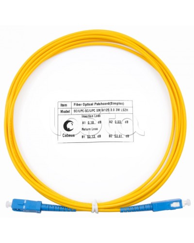 Патч-корд волоконно-оптический (шнур) SM 9/125 simplex SC-SC LSZH (3м) Cabeus FOP(s)-9-SC-SC-3m в Москве Патч-корды оптические Pintop.ru