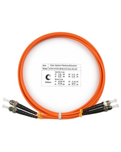 Шнур оптический duplex ST-ST 62,5/125 mm 2м LSZH Cabeus FOP-62-ST-ST-2m в Москве Патч-корды оптические Pintop.ru