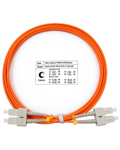 Шнур оптический duplex SC-SC 62,5/125 mm 2м LSZH Cabeus FOP-62-SC-SC-2m в Москве Патч-корды оптические Pintop.ru