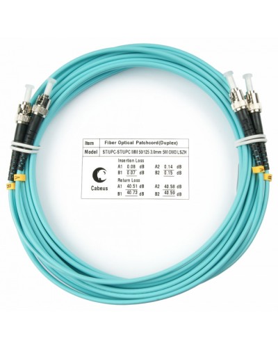 Шнур оптический duplex ST-ST 50/125 mm OM3 7м LSZH Cabeus FOP-50-ST-ST-7m в Москве Патч-корды и пигтейлы Pintop.ru
